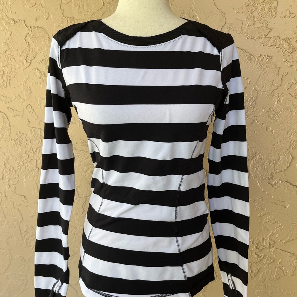Lululemon Striped Black and White Long Sleeve Top
